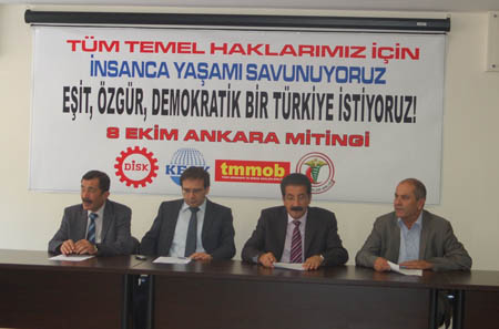 DİSK, KESK, TMMOB ve TTB’den 8 Ekim’de miting