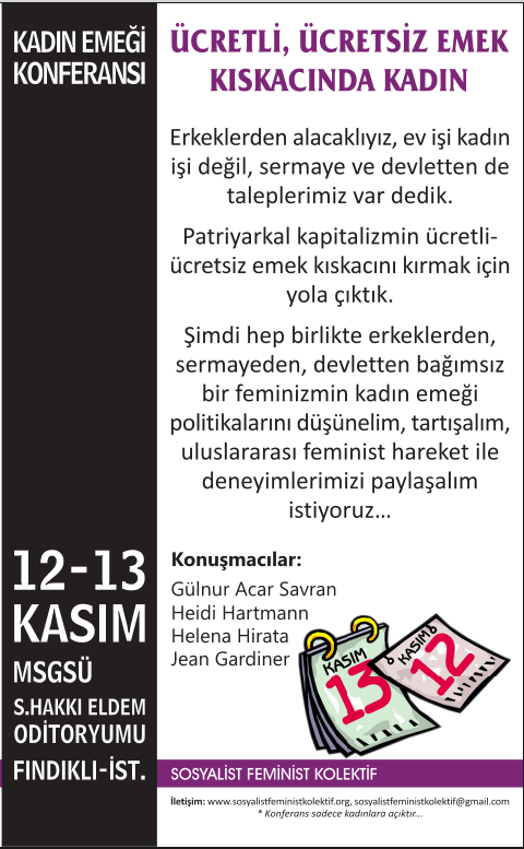 Kadın Emeği Konferansı 12-13 Kasım’da