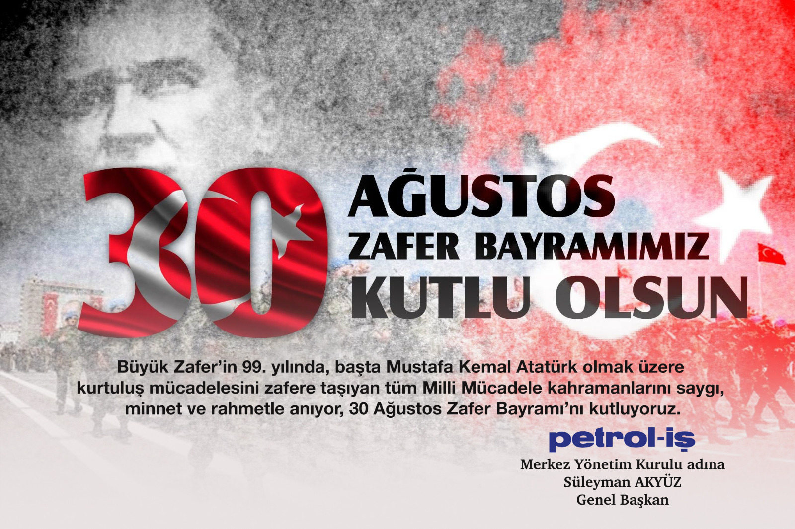 30 AĞUSTOS ZAFER BAYRAMI KUTLU OLSUN!