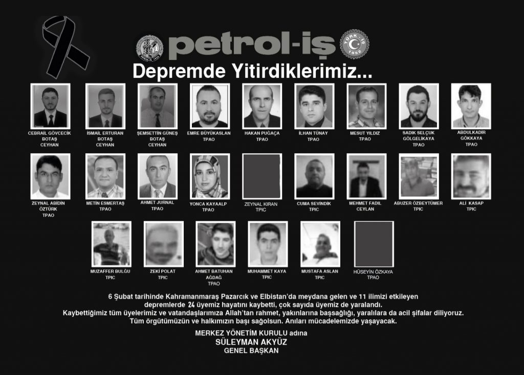 Deprem Sebebiyle 24 Üyemizi Kaybettik