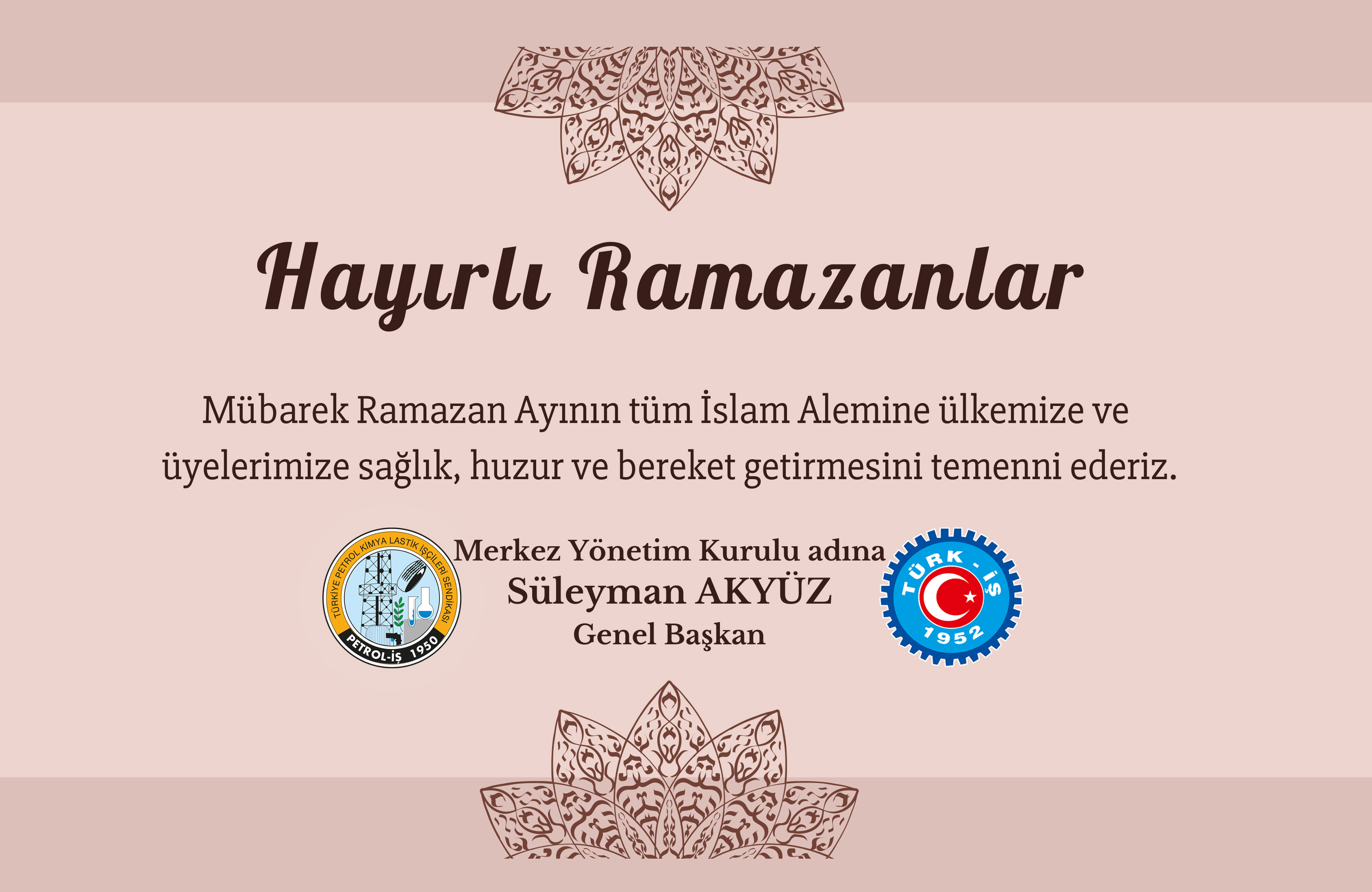 MYK'dan Ramazan Ayı Mesajı