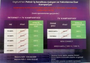 Digitürk’ten Petrol-İş Sendikası Çalışan ve Yakınlarına Özel Kampanya’da Fiyat Güncellemesi Yapılmıştır