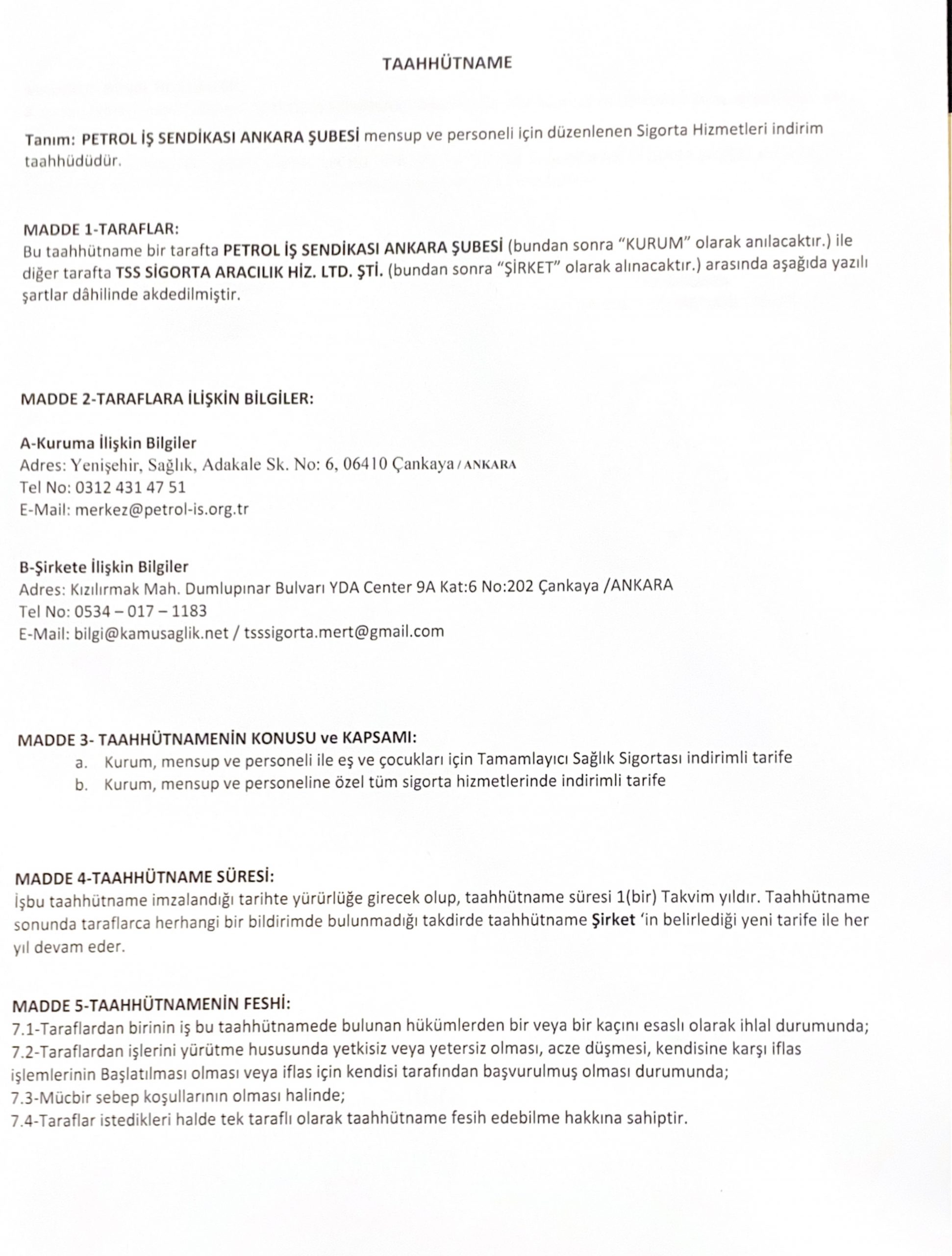 Ankara Şubemizden Üyelerimiz için Kurumsal Anlaşma