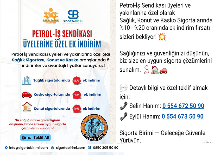 Sigorta Birimi ile Sendikamız arasında Kurumsal anlaşma Güncellenmiştir